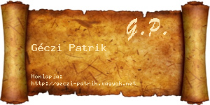 Géczi Patrik névjegykártya